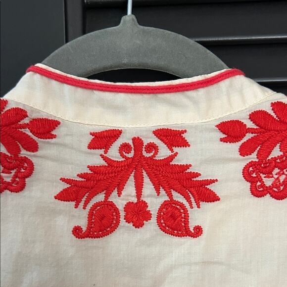 J.Crew Sleeveless Blouse with Reddish Orange Embroidery, Size 4 - Picture 10 of 11